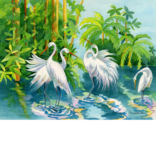 4 White Herons